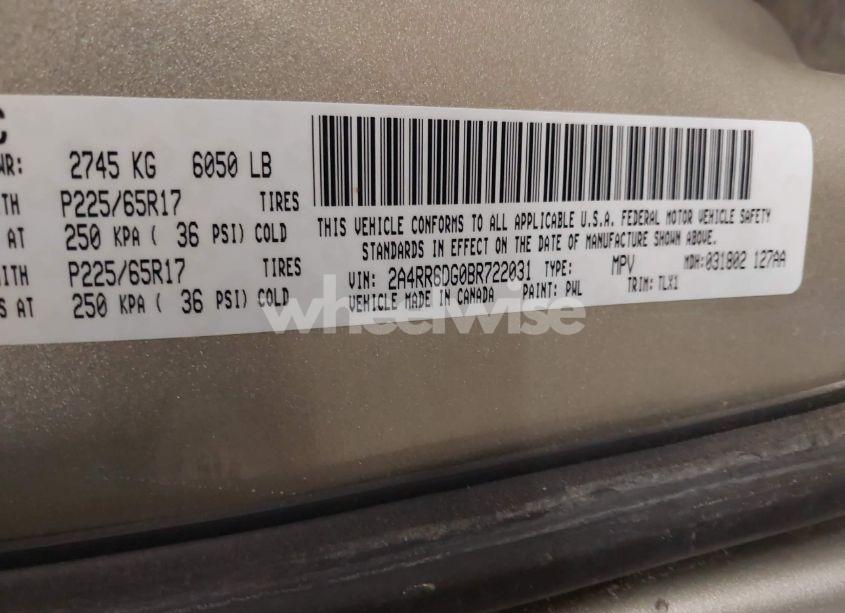 Photo 9 of 2011 Chrysler Town & COUNTRY LIMITED (VIN 2A4RR6DG0BR722031)