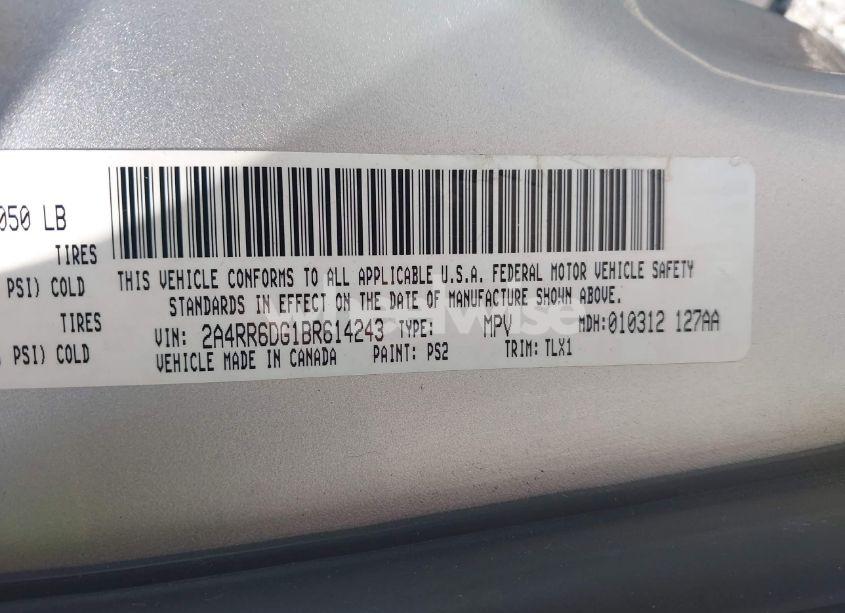 Photo 9 of 2011 Chrysler Town & COUNTRY LIMITED (VIN 2A4RR6DG1BR614243)