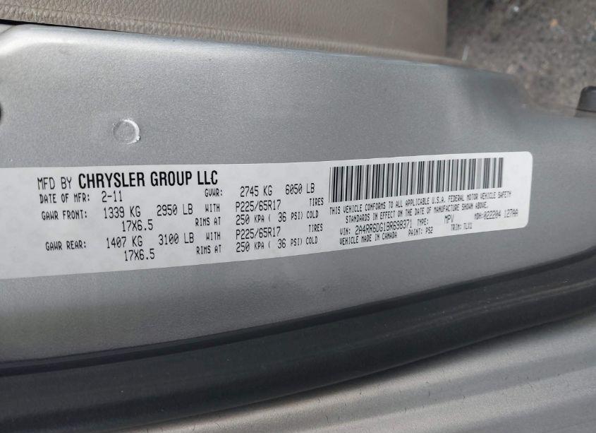 Photo 9 of 2011 Chrysler Town & COUNTRY LIMITED (VIN 2A4RR6DG1BR698371)