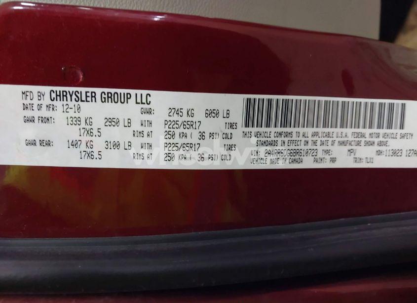 Photo 9 of 2011 Chrysler Town & COUNTRY LIMITED (VIN 2A4RR6DG6BR610723)