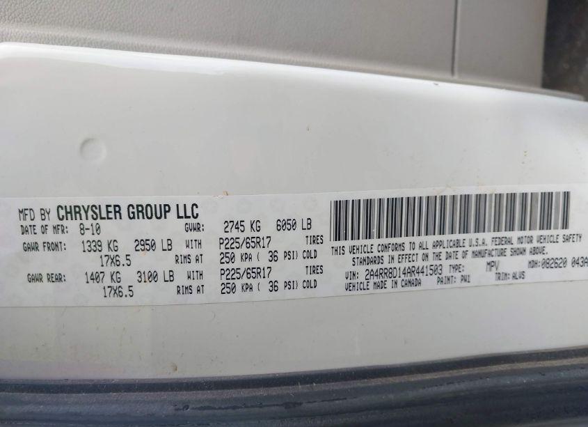 Photo 9 of 2010 Chrysler Town & COUNTRY TOURING PLUS (VIN 2A4RR8D14AR441503)