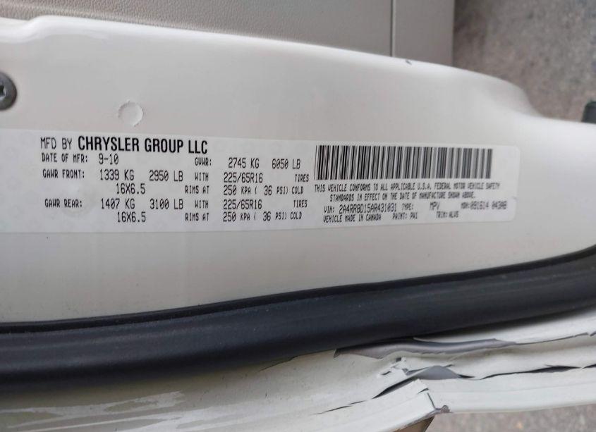 Photo 9 of 2010 Chrysler Town & COUNTRY TOURING PLUS (VIN 2A4RR8D15AR431031)