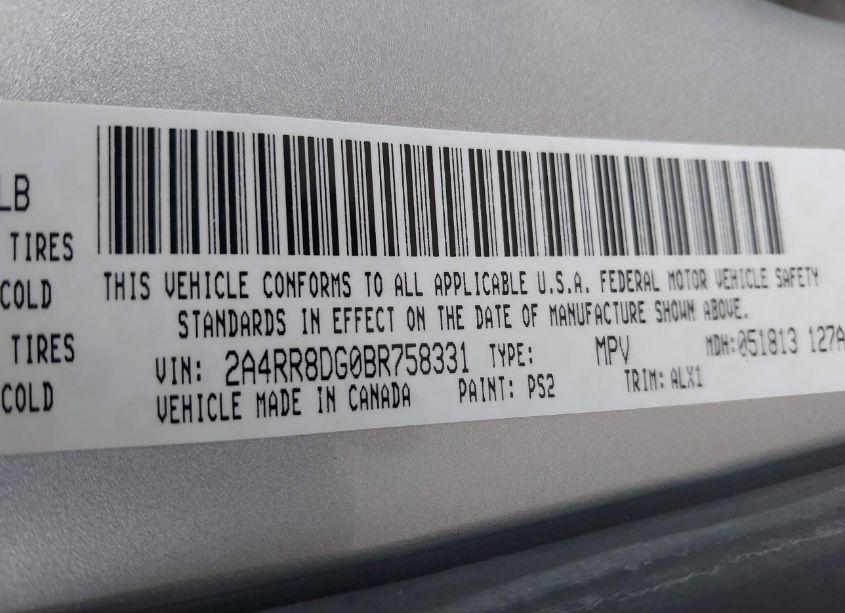 Photo 9 of 2011 Chrysler Town & COUNTRY TOURING-L (VIN 2A4RR8DG0BR758331)