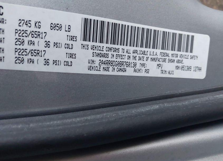 Photo 9 of 2011 Chrysler Town & COUNTRY TOURING-L (VIN 2A4RR8DG0BR760130)