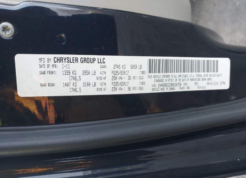 Photo 9 of 2011 Chrysler Town & COUNTRY TOURING-L (VIN 2A4RR8DG5BR630750)