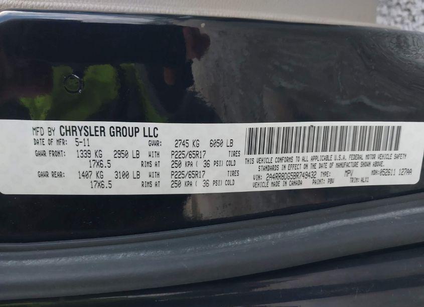 Photo 9 of 2011 Chrysler Town & COUNTRY TOURING-L (VIN 2A4RR8DG5BR749432)