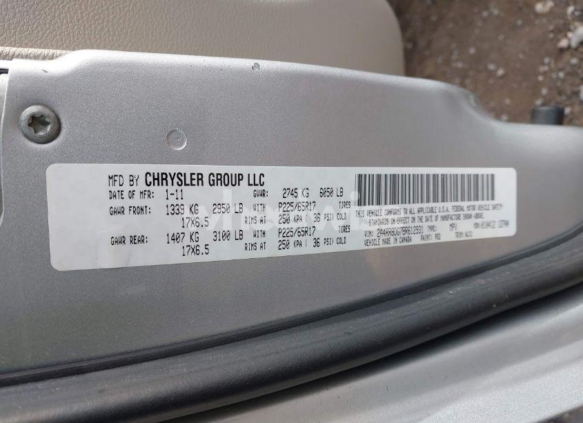 Photo 9 of 2011 Chrysler Town & COUNTRY TOURING-L (VIN 2A4RR8DG7BR612931)