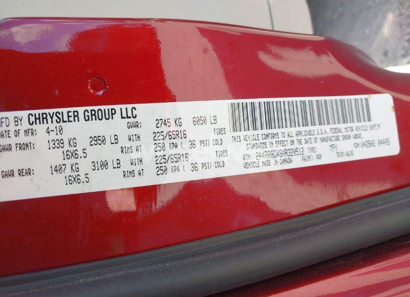 Photo 9 of 2010 Chrysler Town & COUNTRY TOURING PLUS (VIN 2A4RR8DX8AR320512)