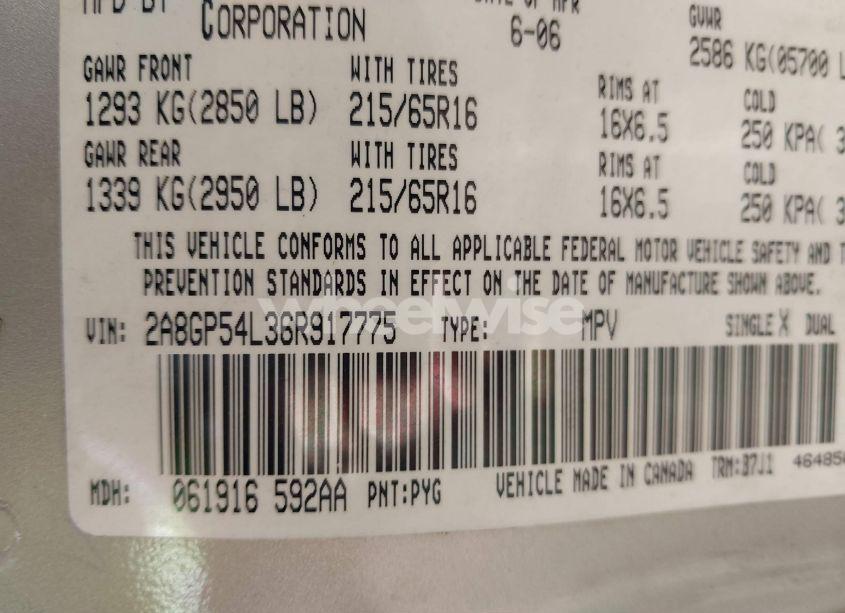 Photo 9 of 2006 Chrysler Town & COUNTRY TOURING (VIN 2A8GP54L36R917775)