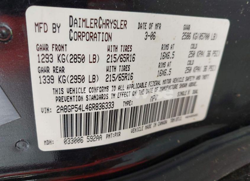 Photo 9 of 2006 Chrysler Town & COUNTRY TOURING (VIN 2A8GP54L46R836333)