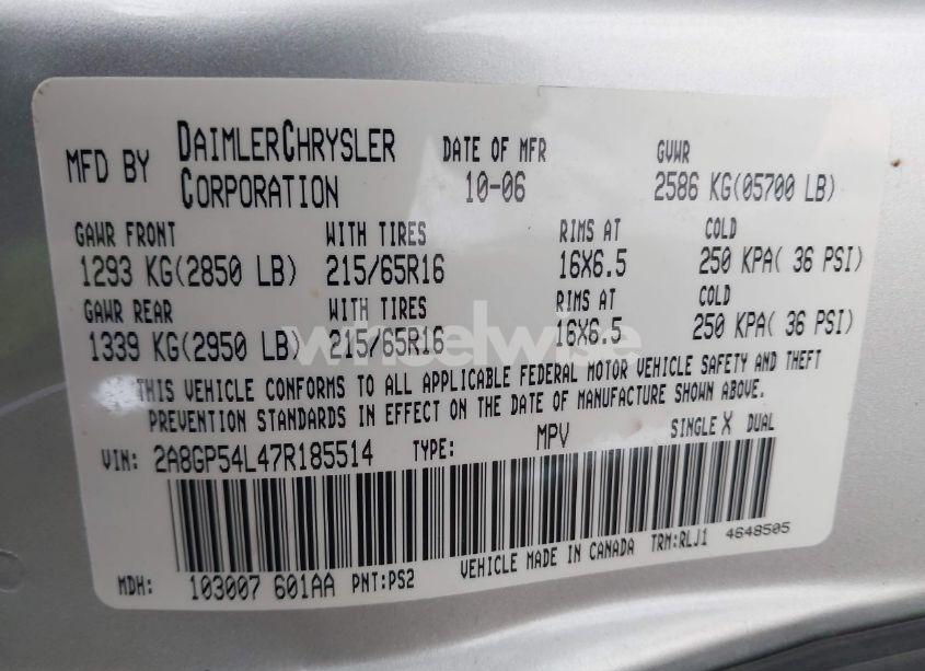 Photo 9 of 2007 Chrysler Town & COUNTRY TOURING (VIN 2A8GP54L47R185514)