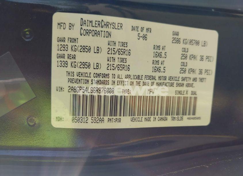 Photo 9 of 2006 Chrysler Town & COUNTRY TOURING (VIN 2A8GP54L66R876008)