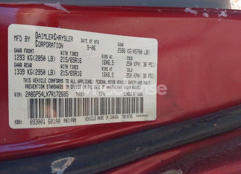 Photo 9 of 2007 Chrysler Town & COUNTRY TOURING (VIN 2A8GP54LX7R172685)