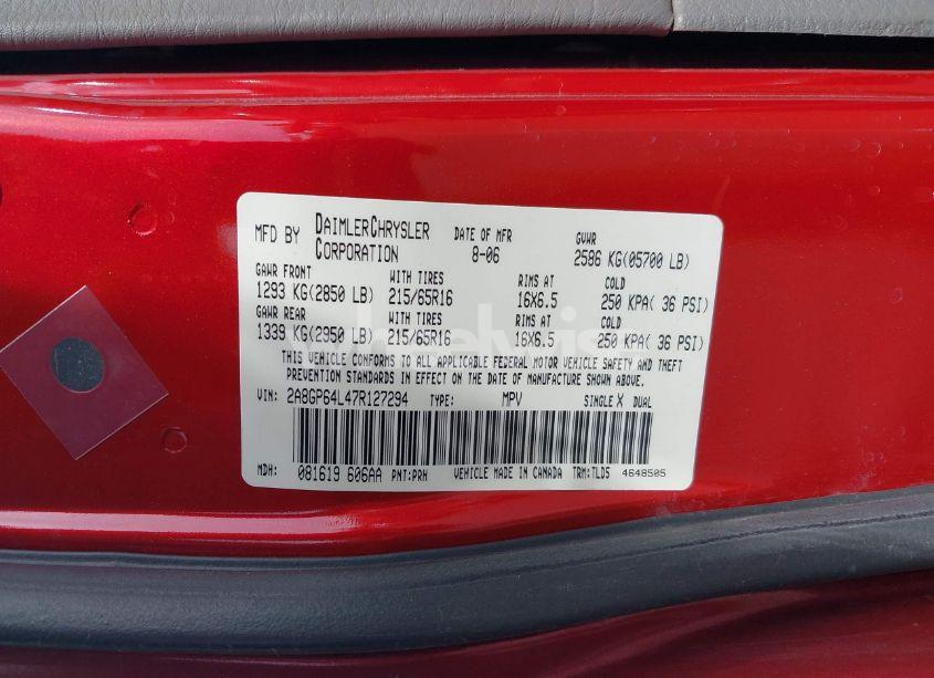 Photo 9 of 2007 Chrysler Town & COUNTRY LIMITED (VIN 2A8GP64L47R127294)