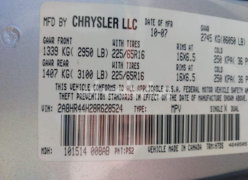 Photo 9 of 2008 Chrysler Town & COUNTRY LX (VIN 2A8HR44H28R628524)