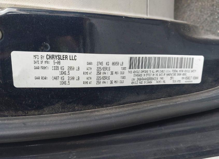 Photo 9 of 2008 Chrysler Town & COUNTRY LX (VIN 2A8HR44H68R804314)