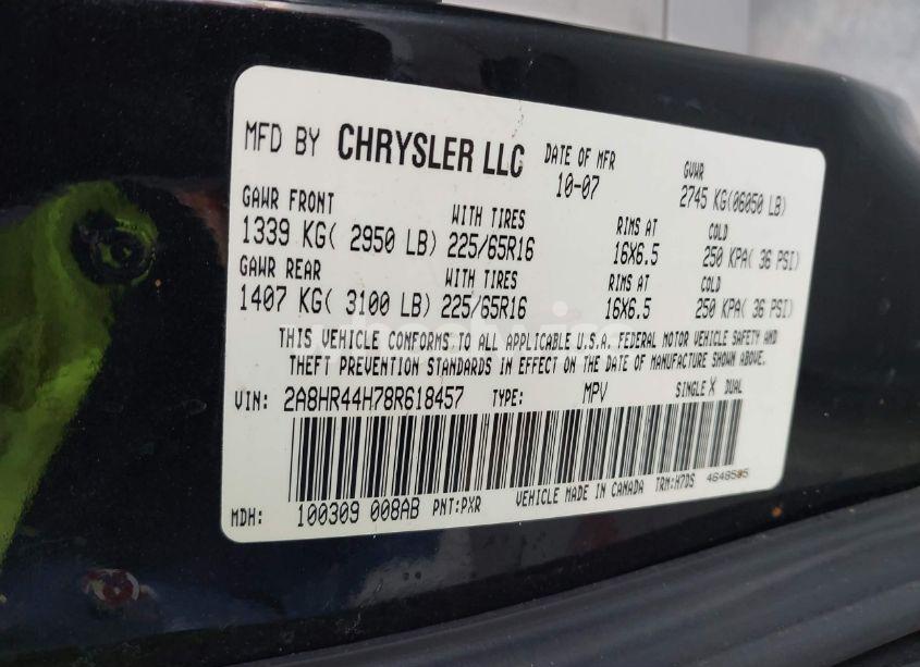 Photo 9 of 2008 Chrysler Town & COUNTRY LX (VIN 2A8HR44H78R618457)