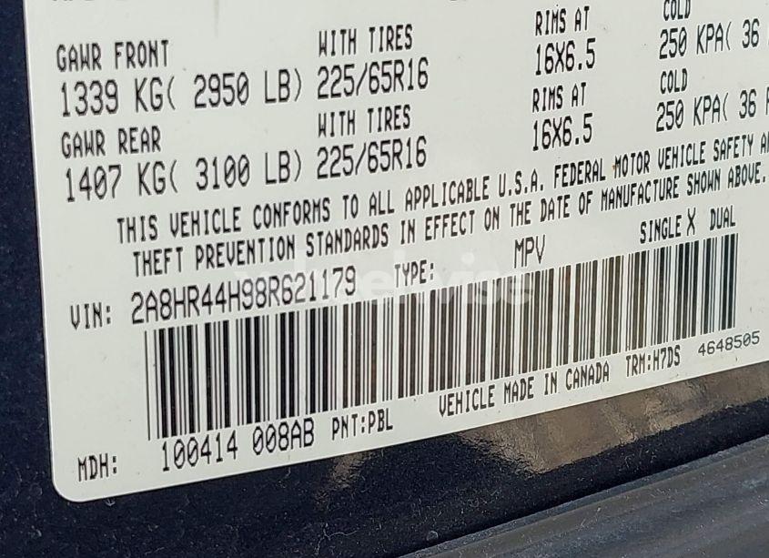 Photo 9 of 2008 Chrysler Town & COUNTRY LX (VIN 2A8HR44H98R621179)