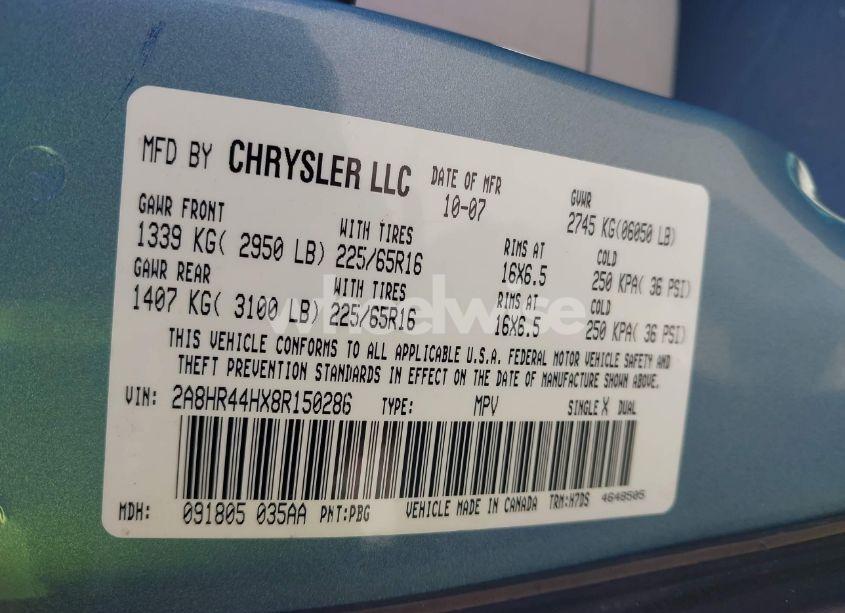 Photo 9 of 2008 Chrysler Town & COUNTRY LX (VIN 2A8HR44HX8R150286)