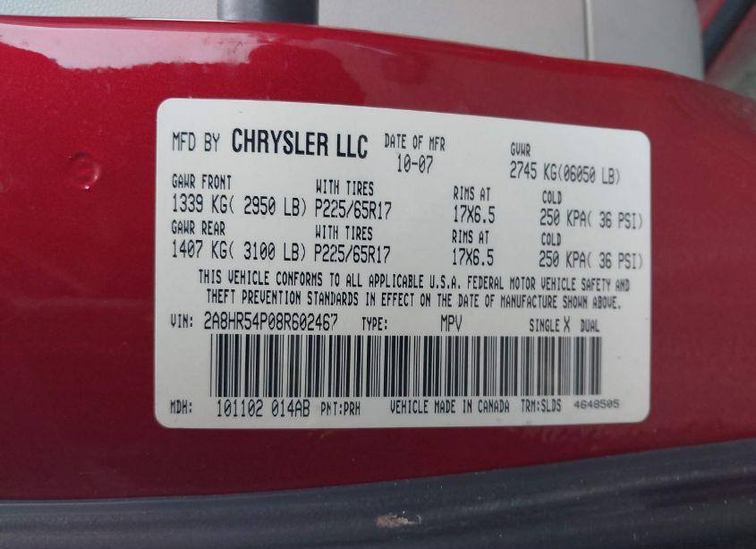 Photo 9 of 2008 Chrysler Town & COUNTRY TOURING (VIN 2A8HR54P08R602467)