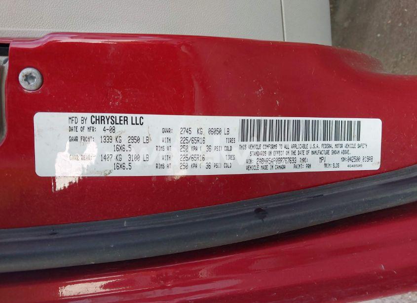 Photo 9 of 2008 Chrysler Town & COUNTRY TOURING (VIN 2A8HR54P08R767693)