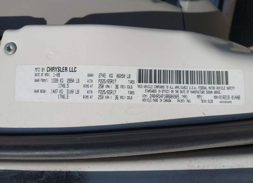 Photo 9 of 2008 Chrysler Town & COUNTRY TOURING (VIN 2A8HR54P18R684905)