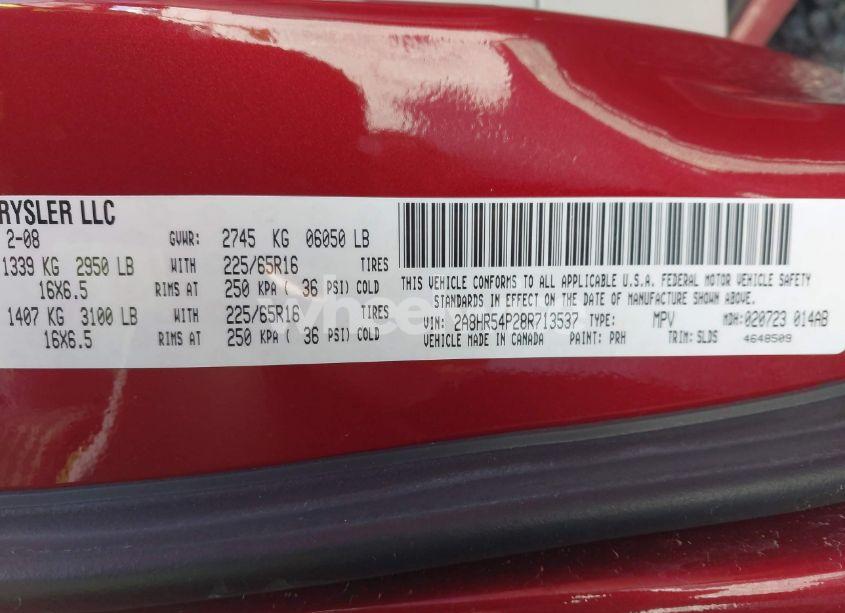 Photo 9 of 2008 Chrysler Town & COUNTRY TOURING (VIN 2A8HR54P28R713537)