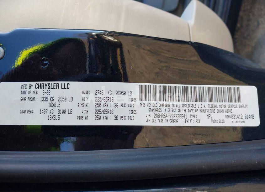 Photo 9 of 2008 Chrysler Town & COUNTRY TOURING (VIN 2A8HR54P28R736641)