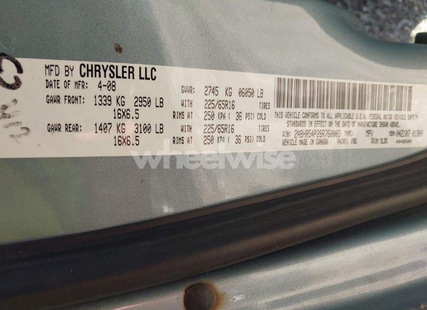 Photo 9 of 2008 Chrysler Town & COUNTRY TOURING (VIN 2A8HR54P28R760003)
