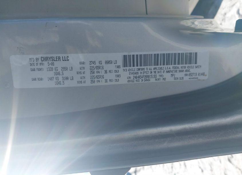 Photo 9 of 2008 Chrysler Town & COUNTRY TOURING (VIN 2A8HR54P28R815193)