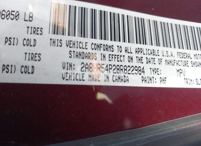 Photo 9 of 2008 Chrysler Town & COUNTRY TOURING (VIN 2A8HR54P28R822984)