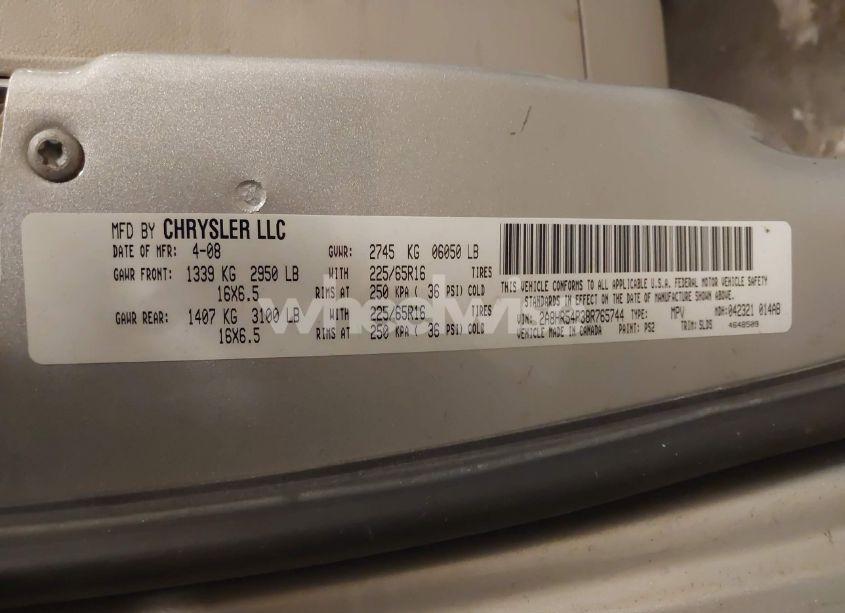 Photo 9 of 2008 Chrysler Town & COUNTRY TOURING (VIN 2A8HR54P38R765744)