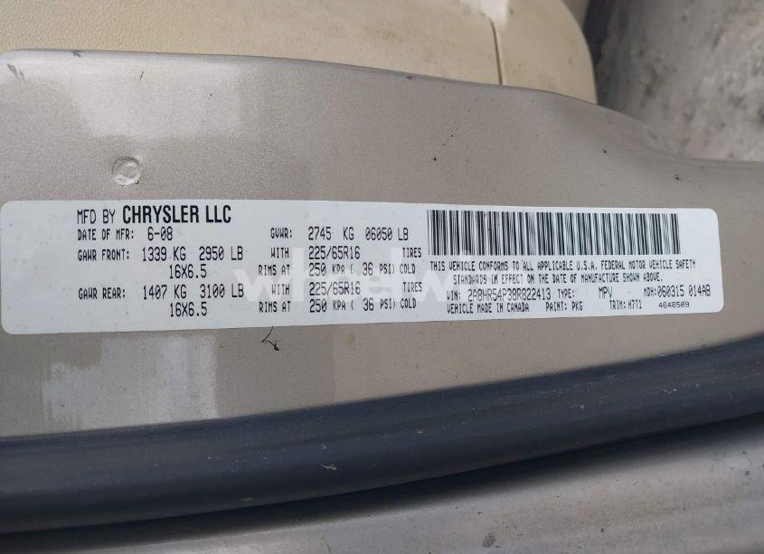 Photo 9 of 2008 Chrysler Town & COUNTRY TOURING (VIN 2A8HR54P38R822413)