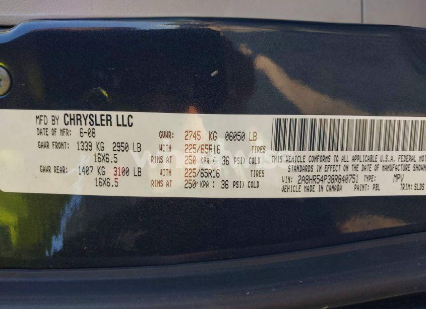 Photo 9 of 2008 Chrysler Town & COUNTRY TOURING (VIN 2A8HR54P38R840751)