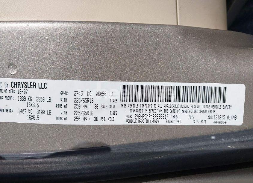 Photo 9 of 2008 Chrysler Town & COUNTRY TOURING (VIN 2A8HR54P48R690617)