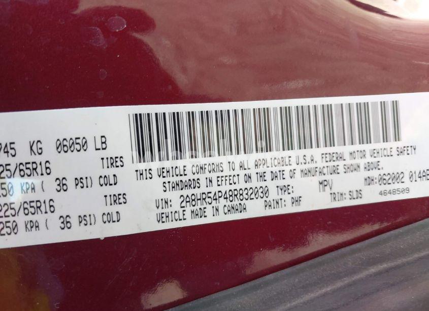 Photo 9 of 2008 Chrysler Town & COUNTRY TOURING (VIN 2A8HR54P48R832030)