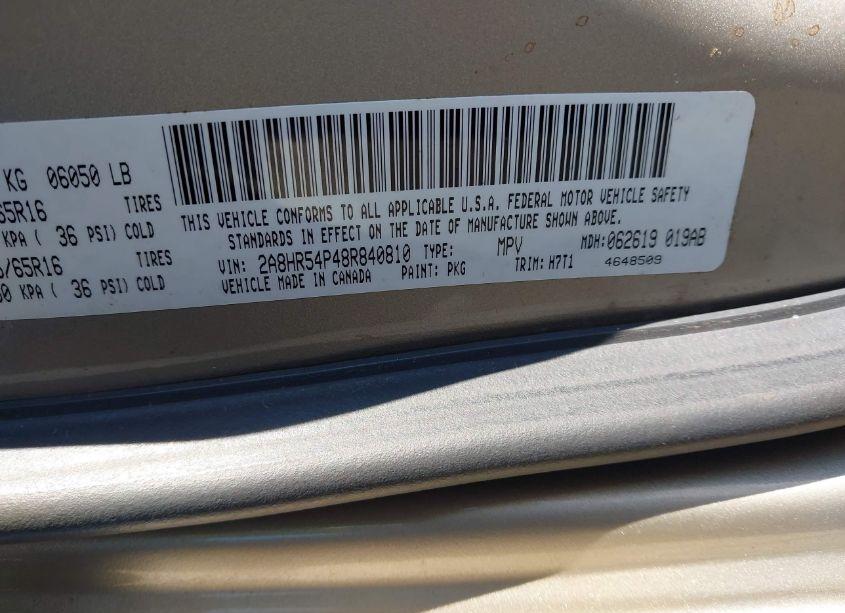 Photo 9 of 2008 Chrysler Town & COUNTRY TOURING (VIN 2A8HR54P48R840810)