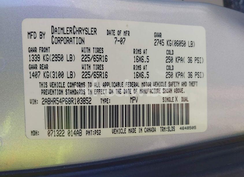 Photo 9 of 2008 Chrysler Town & COUNTRY TOURING (VIN 2A8HR54P68R103852)