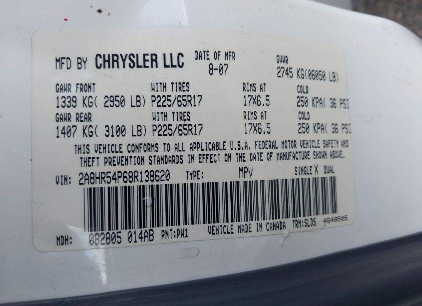 Photo 9 of 2008 Chrysler Town & COUNTRY TOURING (VIN 2A8HR54P68R138620)