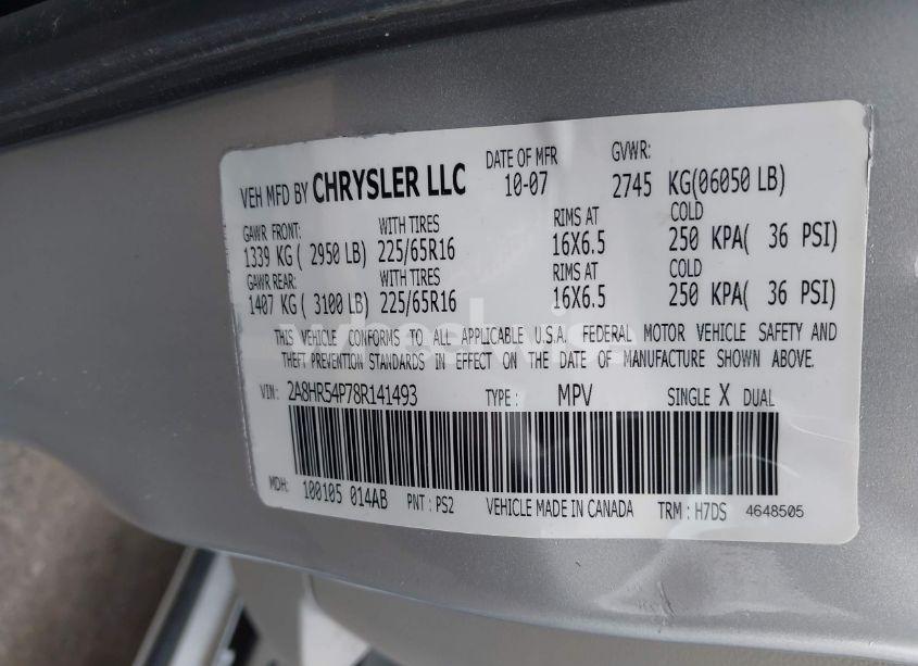 Photo 9 of 2008 Chrysler Town & COUNTRY TOURING (VIN 2A8HR54P78R141493)