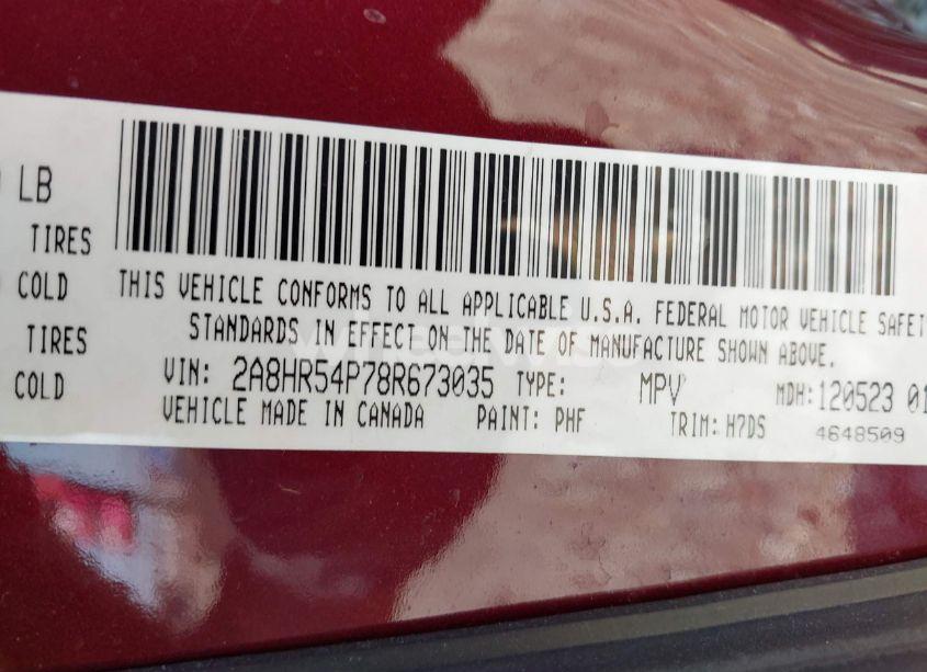 Photo 9 of 2008 Chrysler Town & COUNTRY TOURING (VIN 2A8HR54P78R673035)