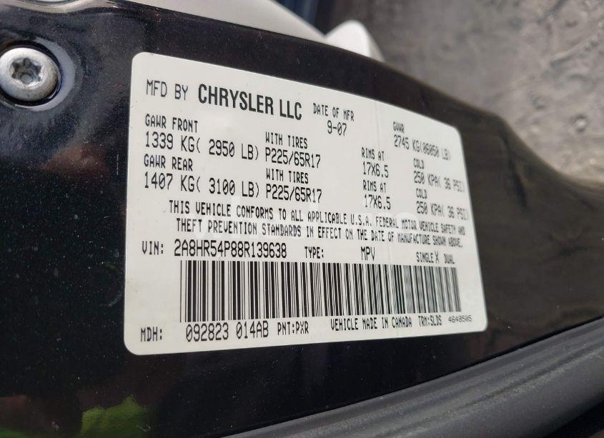 Photo 9 of 2008 Chrysler Town & COUNTRY TOURING (VIN 2A8HR54P88R139638)