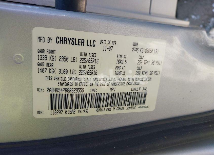 Photo 9 of 2008 Chrysler Town & COUNTRY TOURING (VIN 2A8HR54P88R629559)