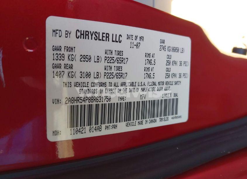 Photo 9 of 2008 Chrysler Town & COUNTRY TOURING (VIN 2A8HR54P88R631750)