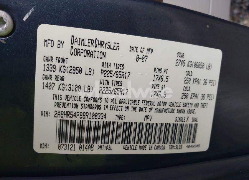 Photo 9 of 2008 Chrysler Town & COUNTRY TOURING (VIN 2A8HR54P98R108334)