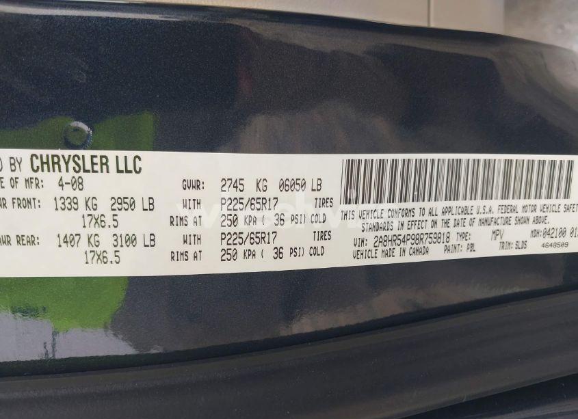 Photo 9 of 2008 Chrysler Town & COUNTRY TOURING (VIN 2A8HR54P98R759818)