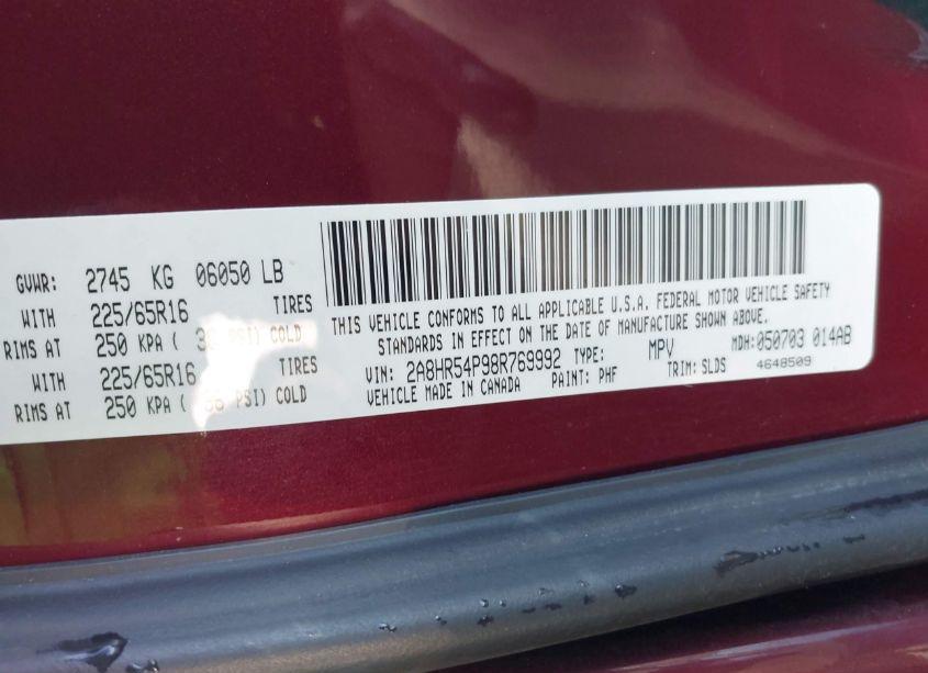 Photo 9 of 2008 Chrysler Town & COUNTRY TOURING (VIN 2A8HR54P98R769992)