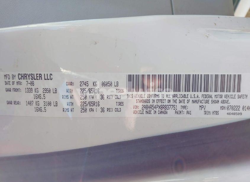 Photo 9 of 2008 Chrysler Town & COUNTRY TOURING (VIN 2A8HR54PX8R837751)