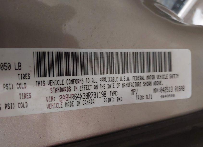 Photo 9 of 2008 Chrysler Town & COUNTRY LIMITED (VIN 2A8HR64X38R791198)