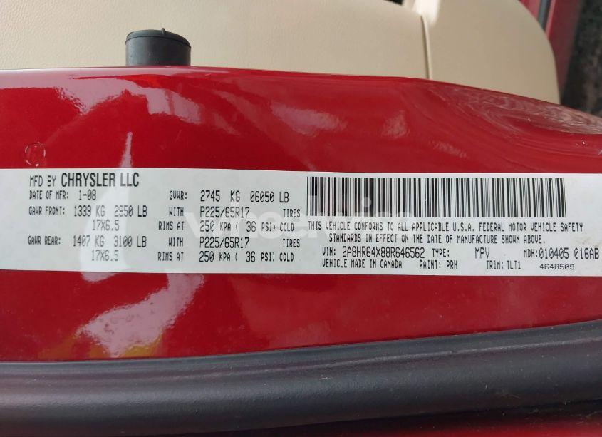 Photo 9 of 2008 Chrysler Town & COUNTRY LIMITED (VIN 2A8HR64X88R646562)